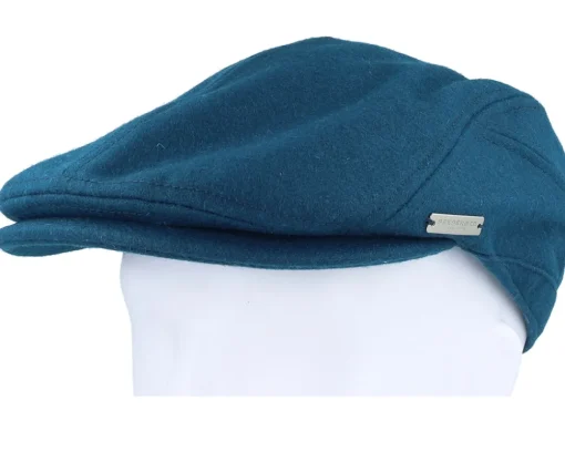 New Seeberger Wool blend Blue Flat Cap -