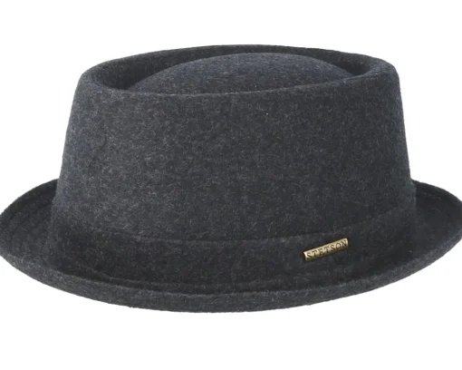 Pork Pie Hats-Stetson Wool Grey Pork Pie -