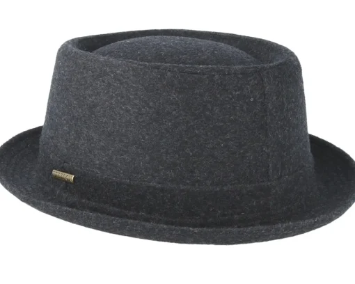 Pork Pie Hats-Stetson Wool Grey Pork Pie -