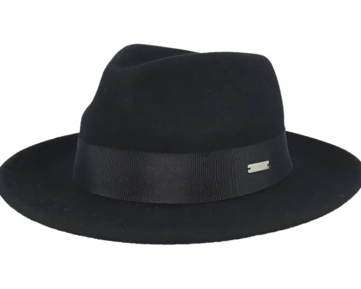 Fedora-Seeberger Woolfelt Black Fedora -