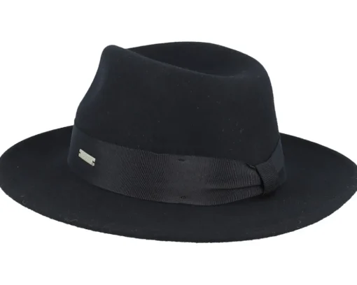 Fedora-Seeberger Woolfelt Black Fedora -