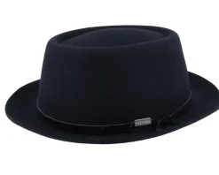 Pork Pie Hats-Stetson Woolfelt Black Pork Pie -