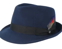 Trilby Hats-Stetson Woolfelt Navy Trilby -
