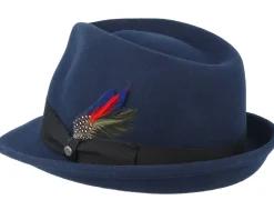 Trilby Hats-Stetson Woolfelt Navy Trilby -