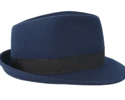 Trilby Hats-Stetson Woolfelt Navy Trilby -