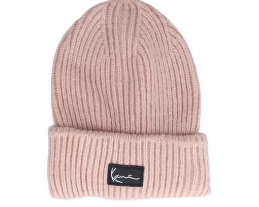 Cuff Beanies-Karl Kani Woven Signature Cozy Beanie Dusty Rose Cuff - Pink