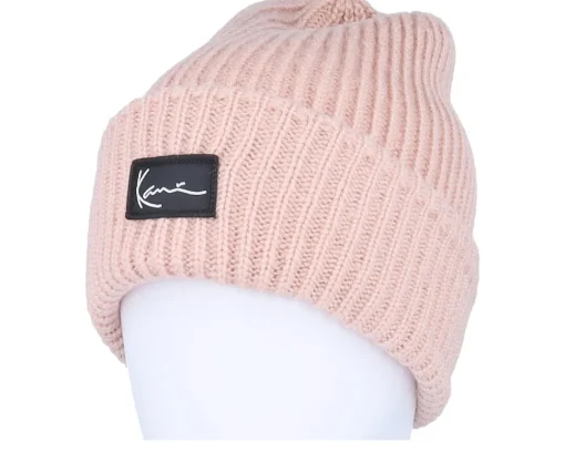 Cuff Beanies-Karl Kani Woven Signature Cozy Beanie Dusty Rose Cuff - Pink