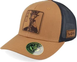 Trucker-Yu-Gi-Oh! Yami Yugi Engraved Caramel Trucker - Yu-Gi-Oh Brown